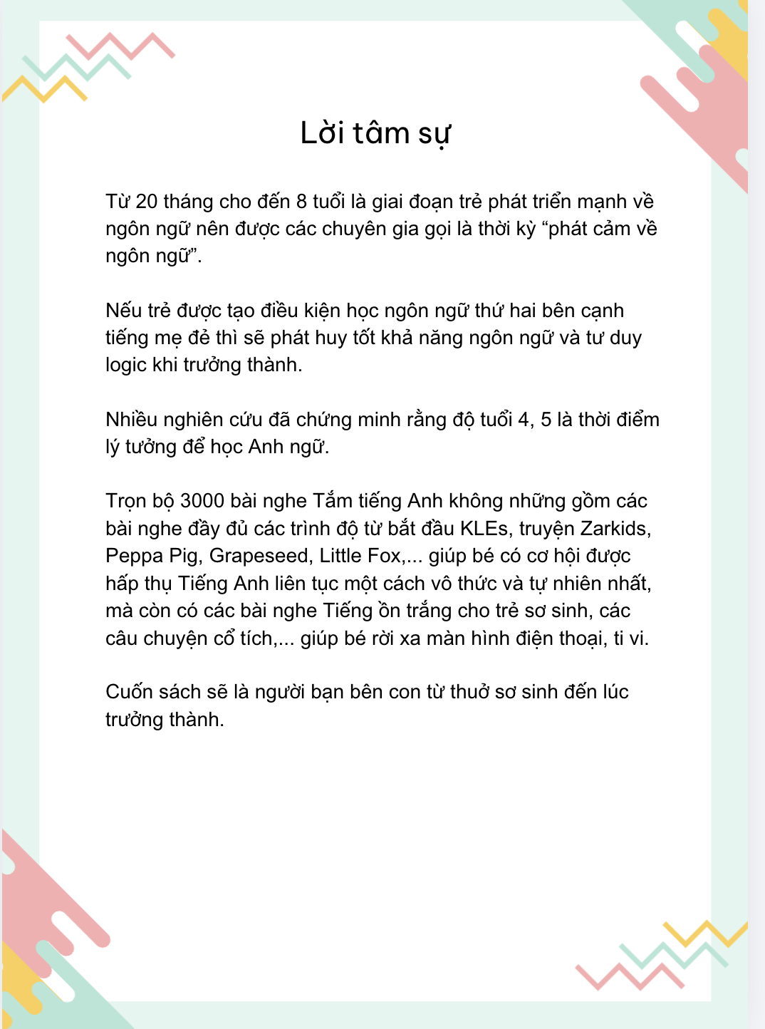Lời tâm sự về chương trình Tắm tiếng Anh